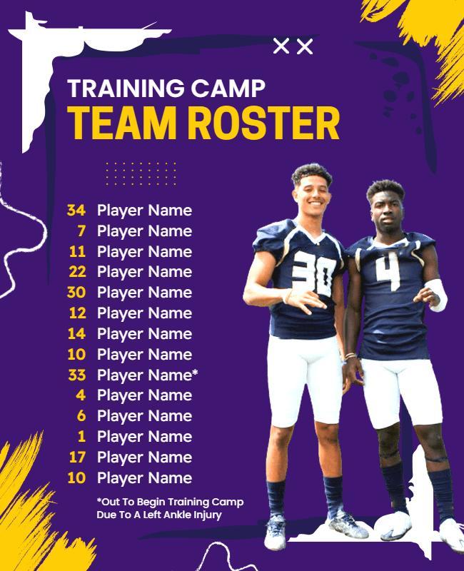 Football Training Camp Roster Flyer Template