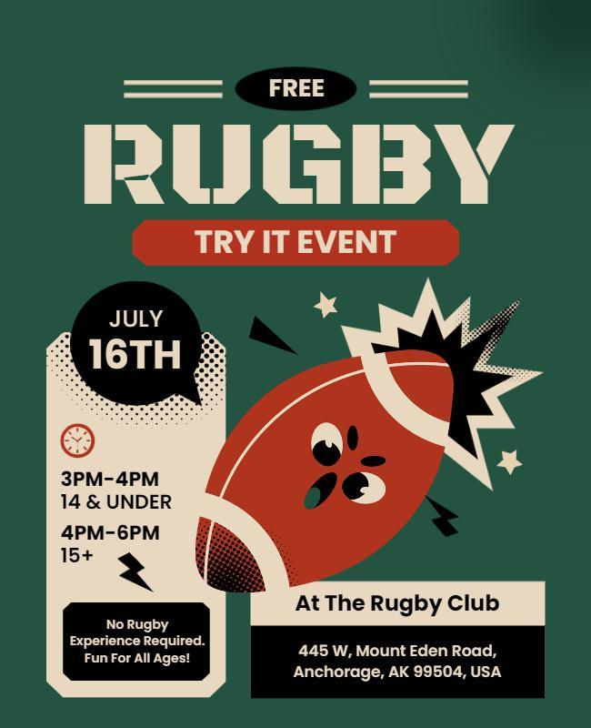 Free Rugby Try It Event Flyer Template