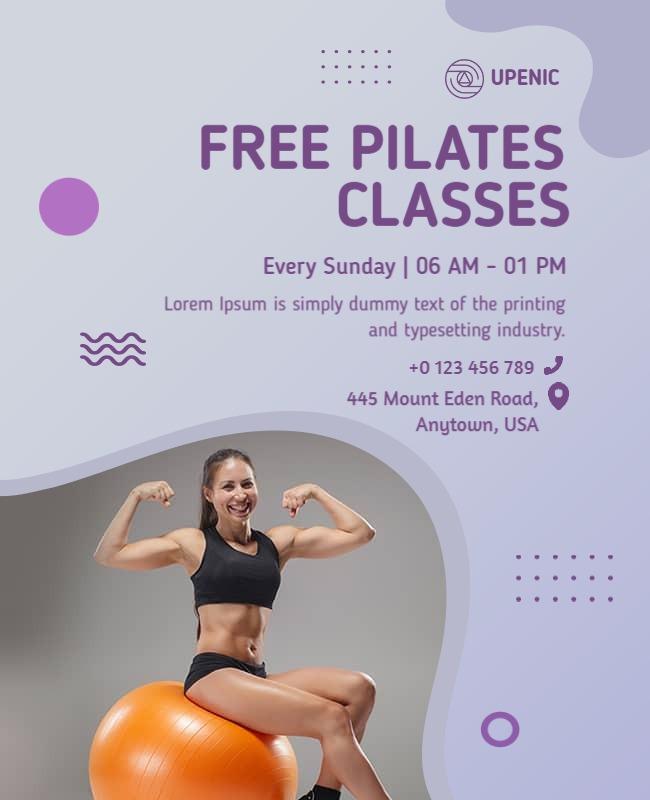 Free Weekly Pilates Fitness Class Flyer Template