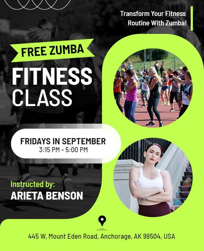 Free Zumba Fitness Class Announcement Flyer Template