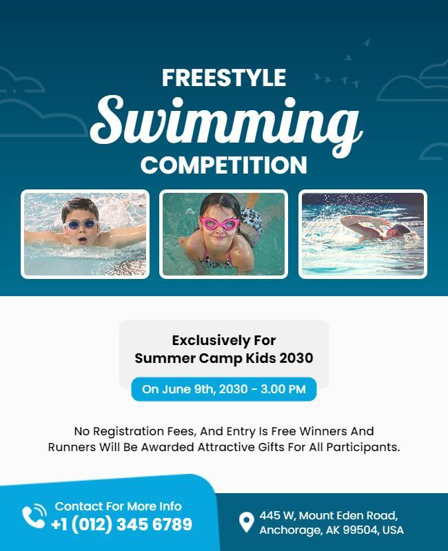 Freestyle Swimming Competition Event Flyer Template