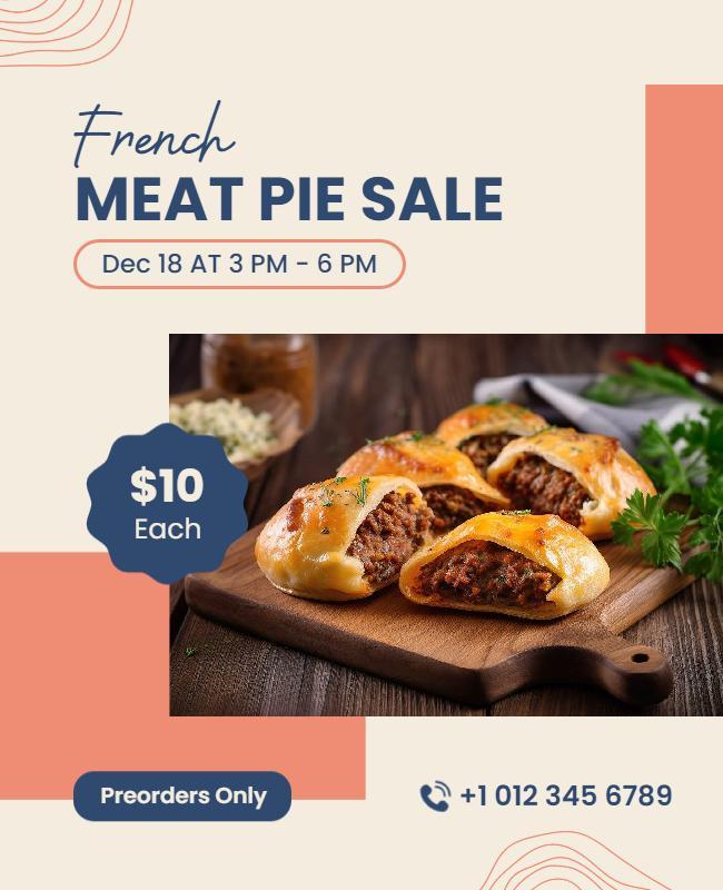 French Meat Pie Sale Flyer Template