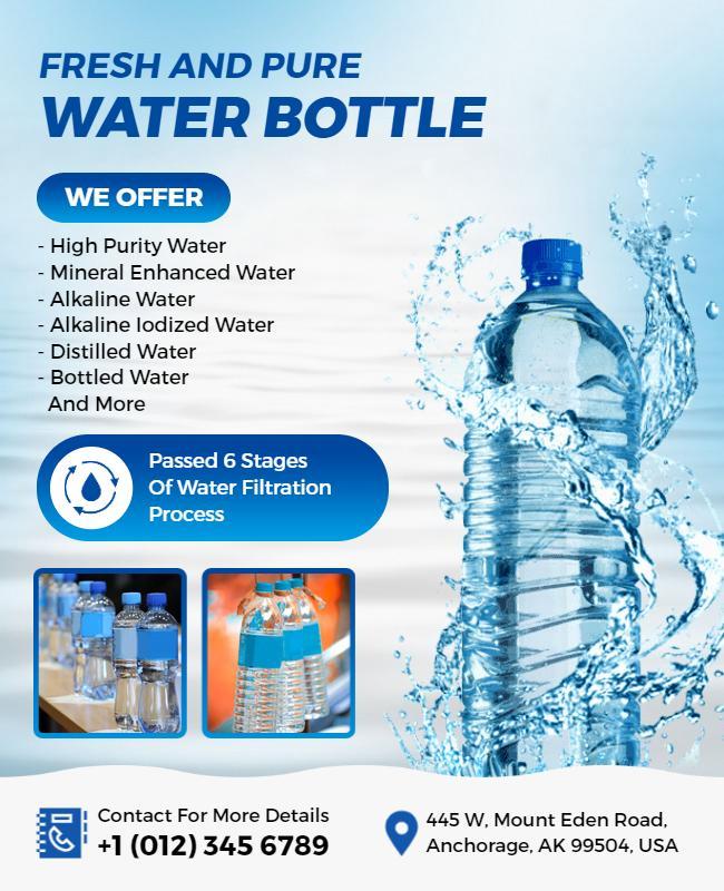 Fresh and Pure Water Bottle Promotion Flyer Template