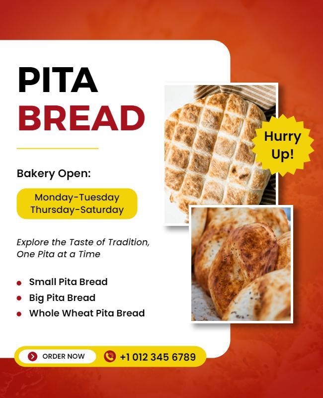 Fresh Baked Pita Bread Promotion Flyer Template