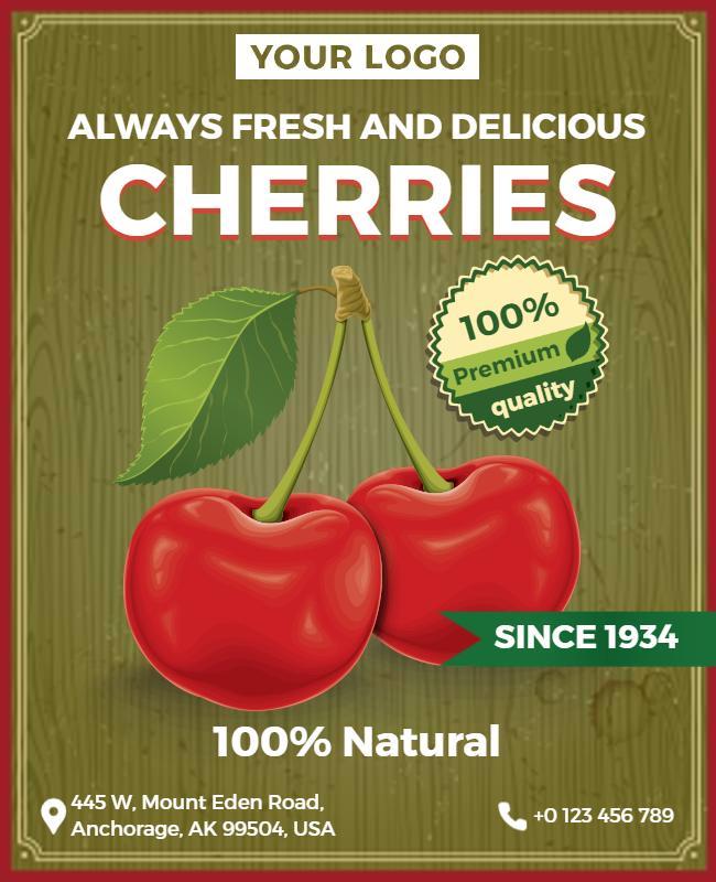 Fresh Cherries Premium Quality Flyer Template