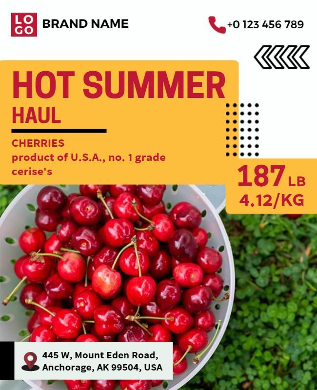 Fresh Cherry Summer Sale Flyer Template