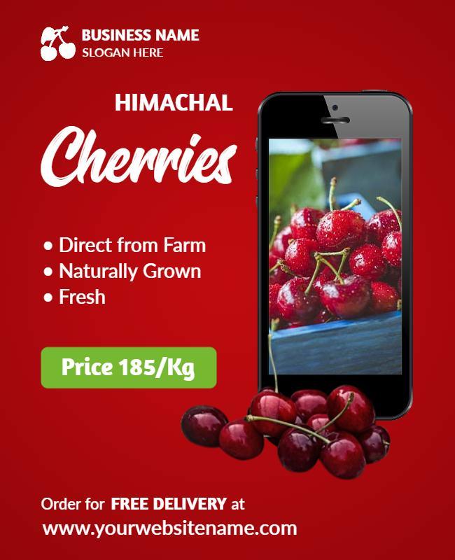 Fresh Himachal Cherries Promotional Flyer Template