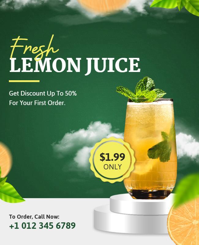 Fresh Lemon Juice Promotional Flyer Template