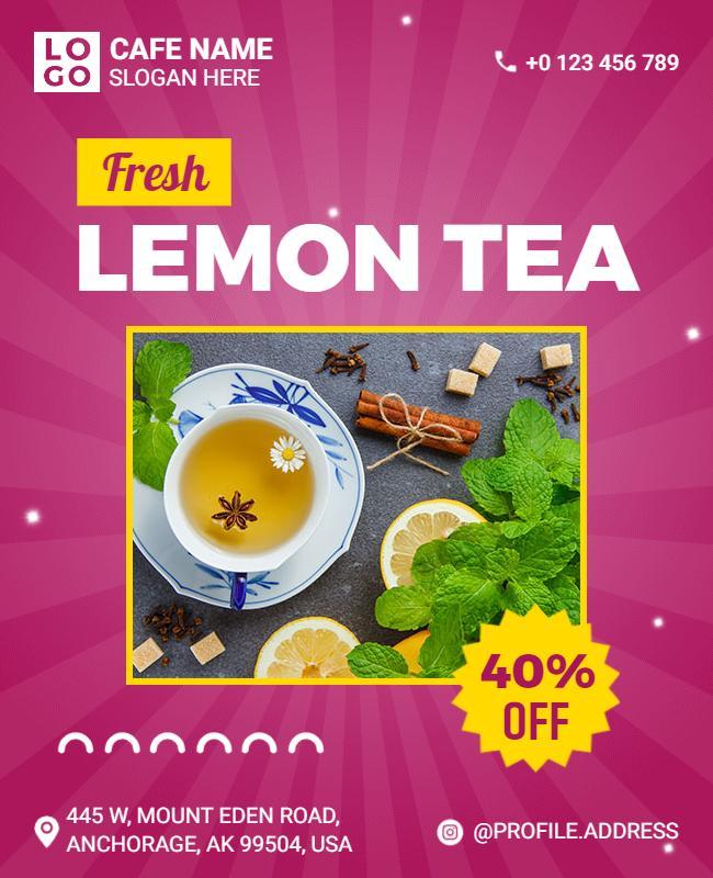 Fresh Lemon Tea Cafe Promotion Flyer Template