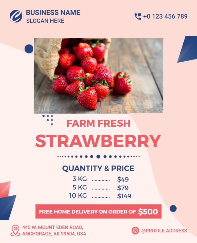 Fresh Strawberry Farm Produce Flyer Template