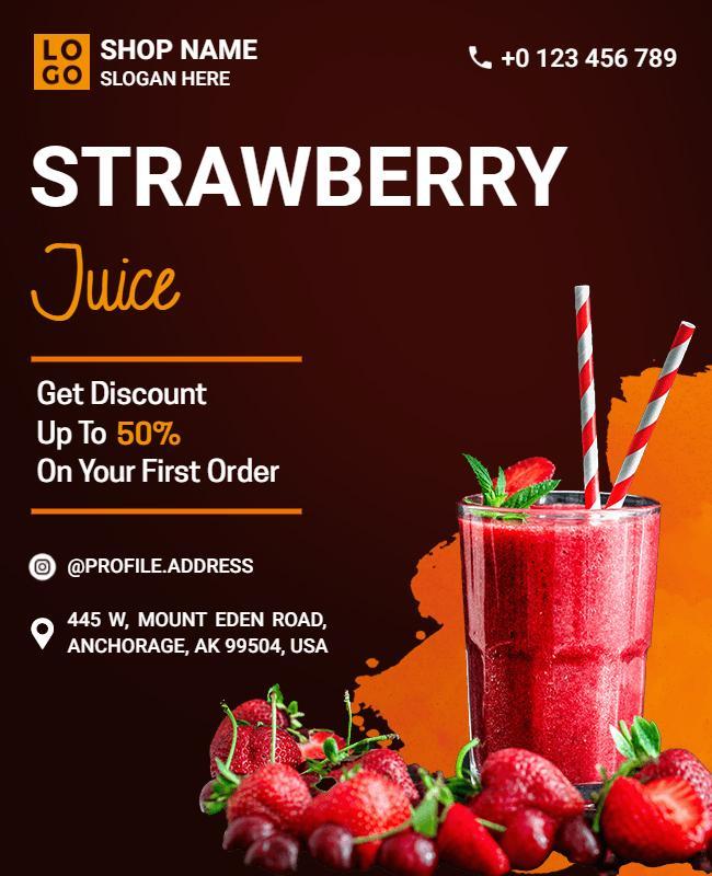 Fresh Strawberry Juice Promotion Flyer Template