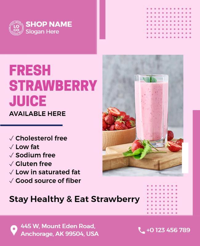 Fresh Strawberry Juice Promotion Flyer Template