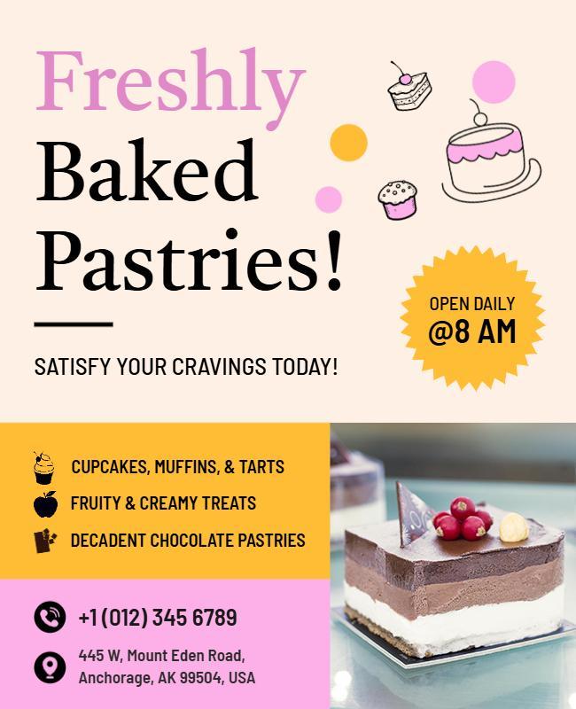 Freshly Baked Pastries Promotional Flyer Template