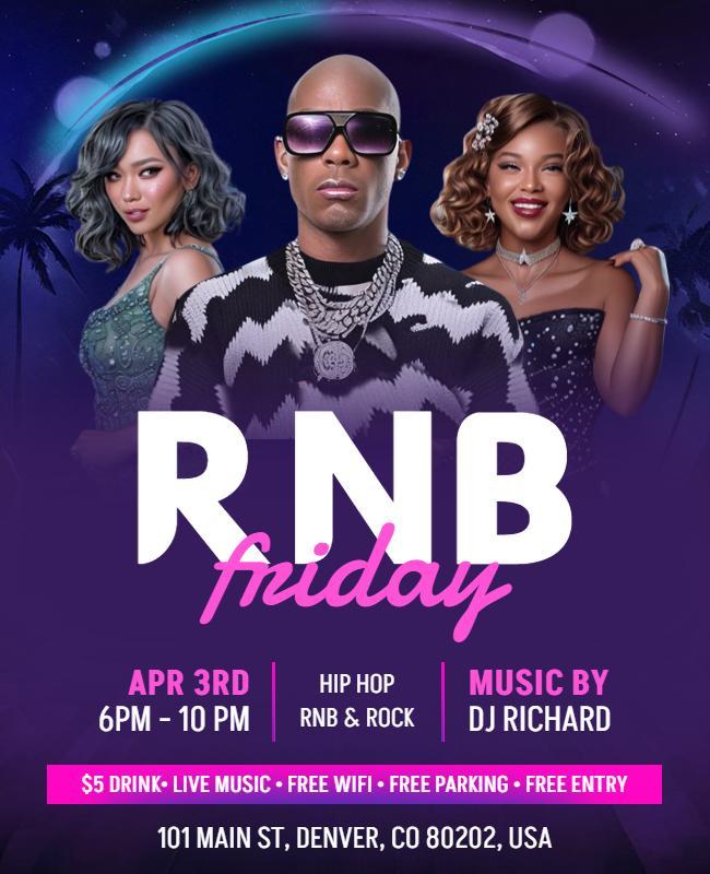 Friday Night RNB Music Party Flyer Template