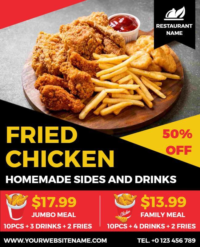 Fried Chicken Restaurant Promotion Flyer Template