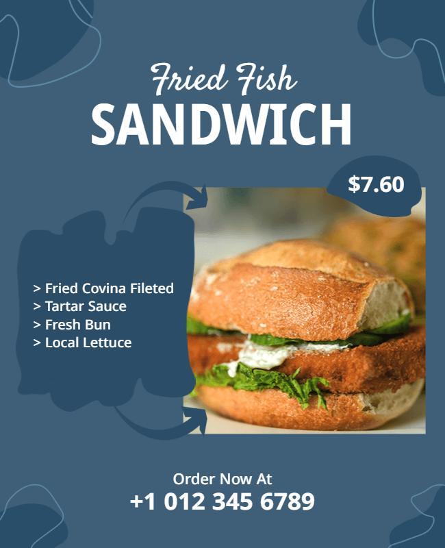 Fried Fish Sandwich Promotion Flyer Template