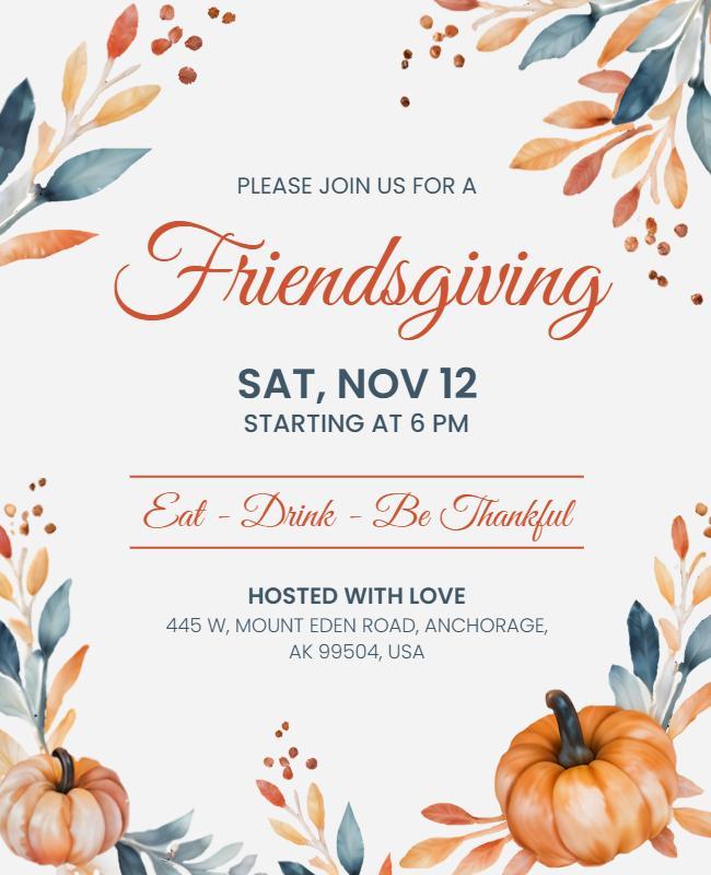 Friendsgiving Celebration Event Invitation Flyer Template