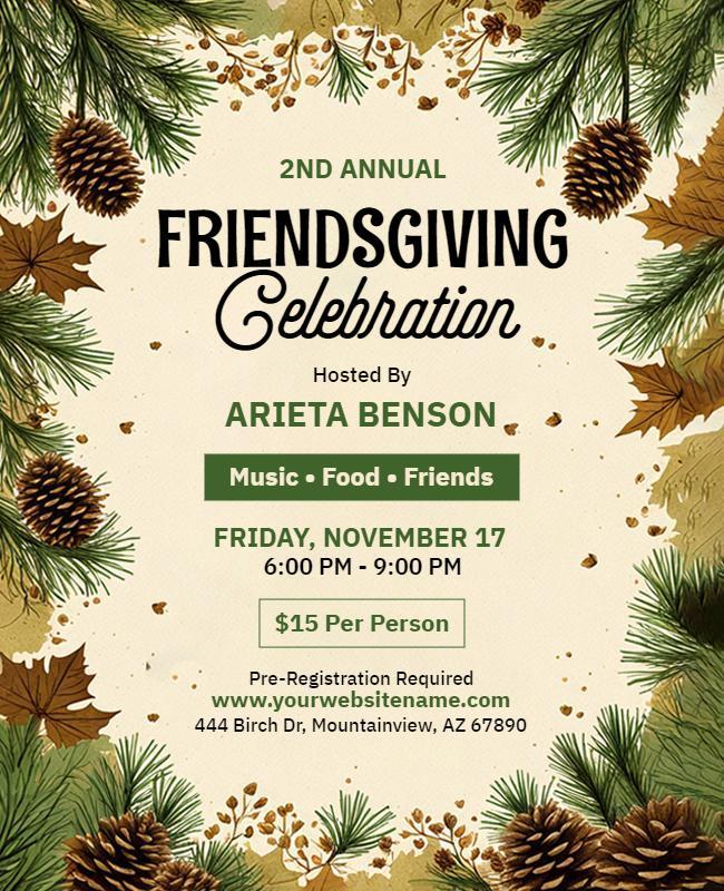 Friendsgiving Celebration Event Invitation Flyer Template