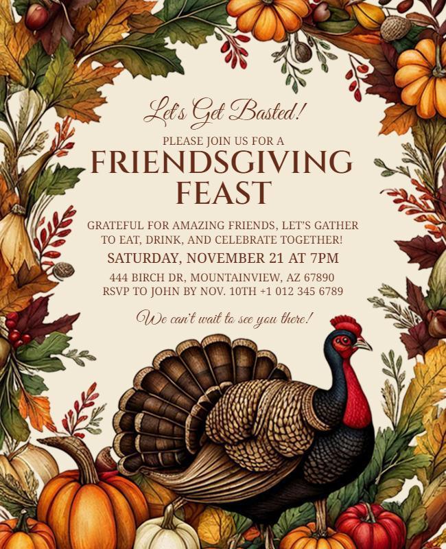 Friendsgiving Feast Celebration Flyer Template