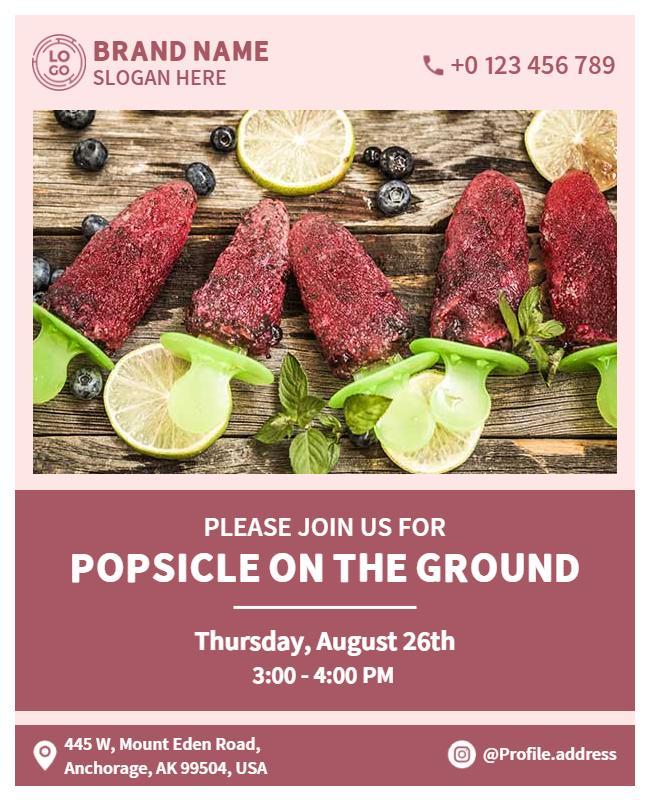 Fruit Popsicle Tasting Event Flyer Template