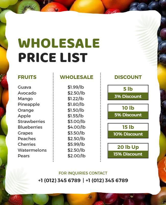 Fruit Wholesale Pricing and Discount Flyer Template