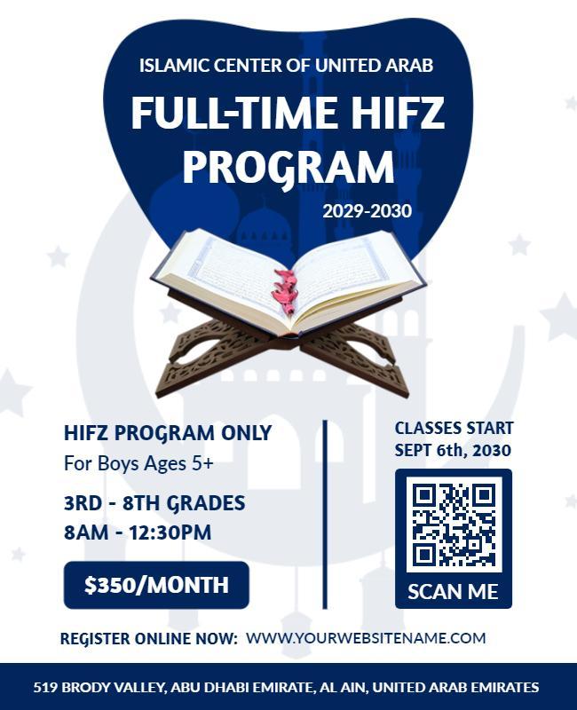 Full Time Hifz Program Educational Flyer Template