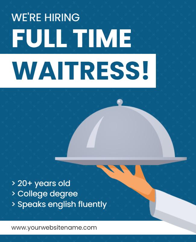 Full Time Waitress Hiring Announcement Flyer Template