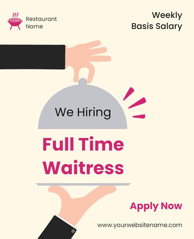 Full Time Waitress Job Opening Flyer Template