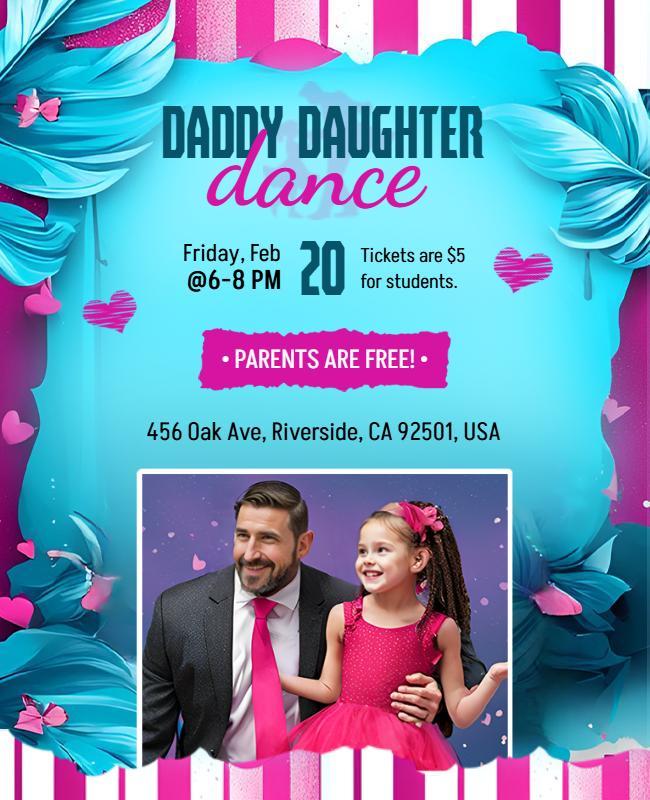 Fun Daddy Daughter Dance Invitation Flyer Template