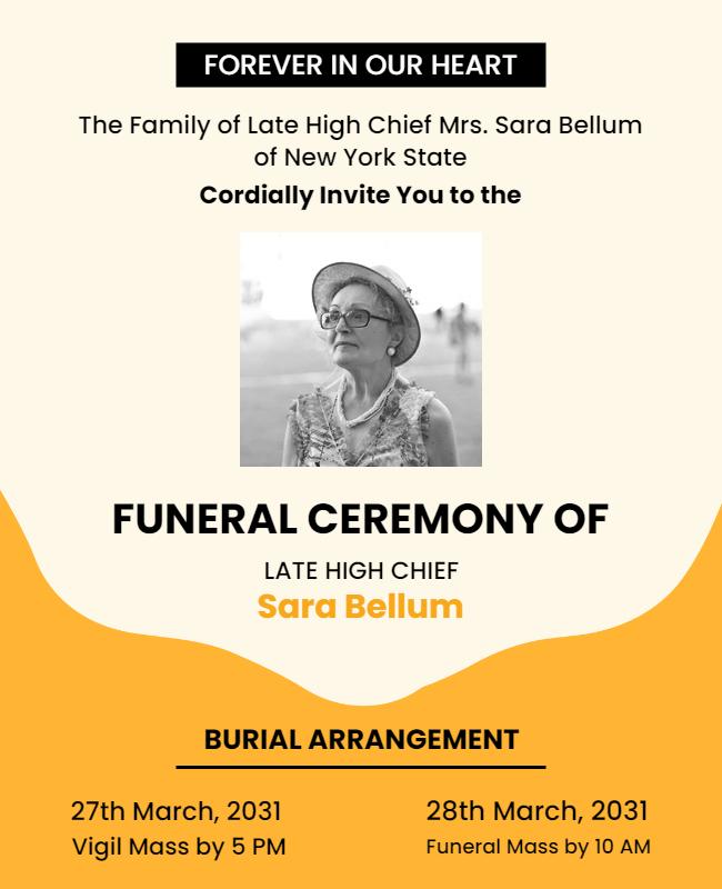 Funeral Ceremony Invitation Flyer Template