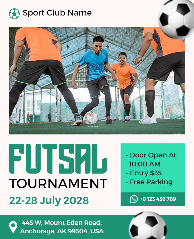 Futsal Sports Club Tournament Flyer Template