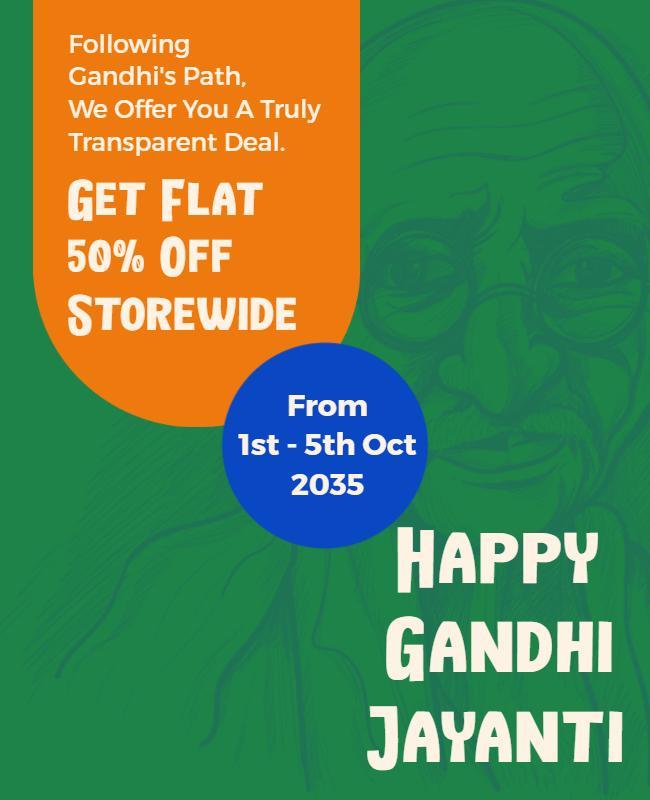 Gandhi Jayanti Celebration Discount Flyer Template