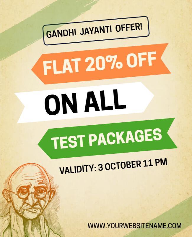 Gandhi Jayanti Test Packages Discount Flyer Template