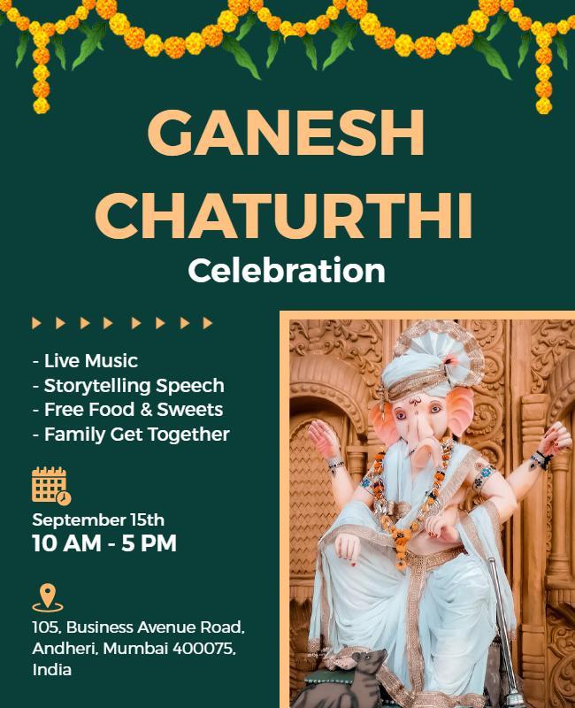 Ganesh Chaturthi Celebration Event Flyer Template