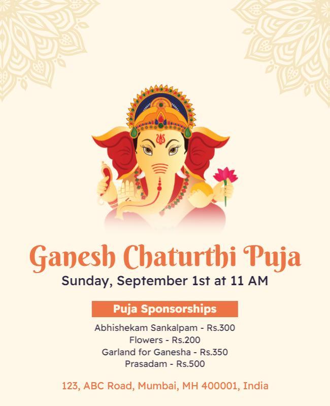 Ganesh Chaturthi Celebration Event Flyer Template