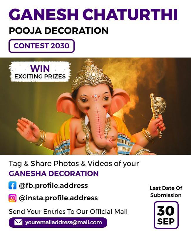 Ganesh Chaturthi Decoration Contest Flyer Template