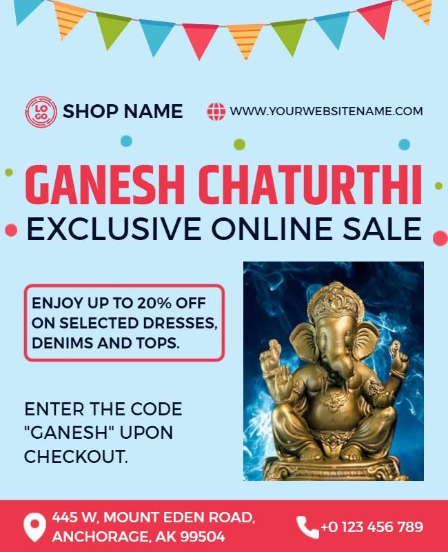 Ganesh Chaturthi Online Sale Flyer Template