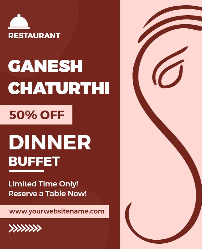 Ganesh Chaturthi Restaurant Dinner Buffet Flyer Template