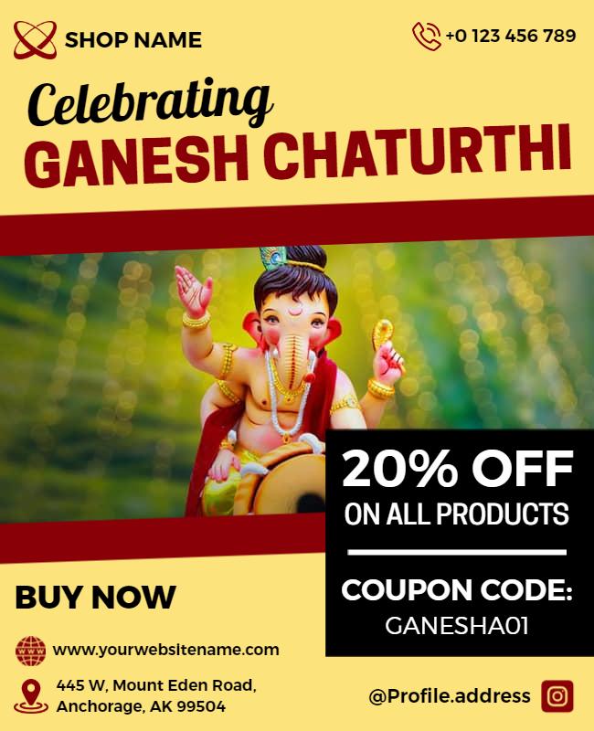 Ganesh Chaturthi Shopping Discount Flyer Template