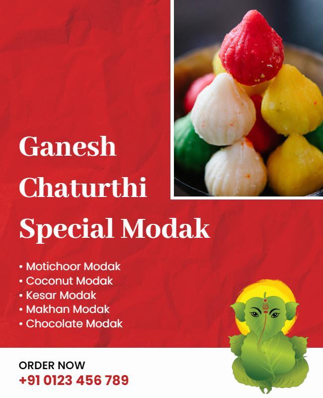 Ganesh Chaturthi Special Modak Promotion Flyer Template