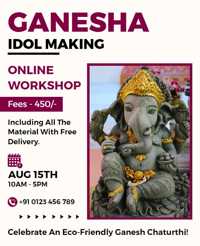 Ganesha Idol Making Online Workshop Flyer Template