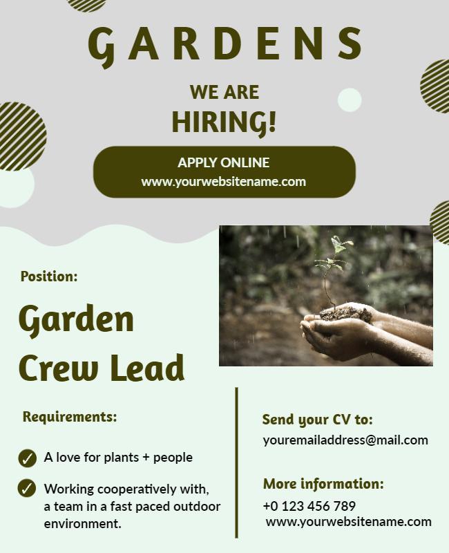 Garden Crew Lead Job Vacancy Flyer Template