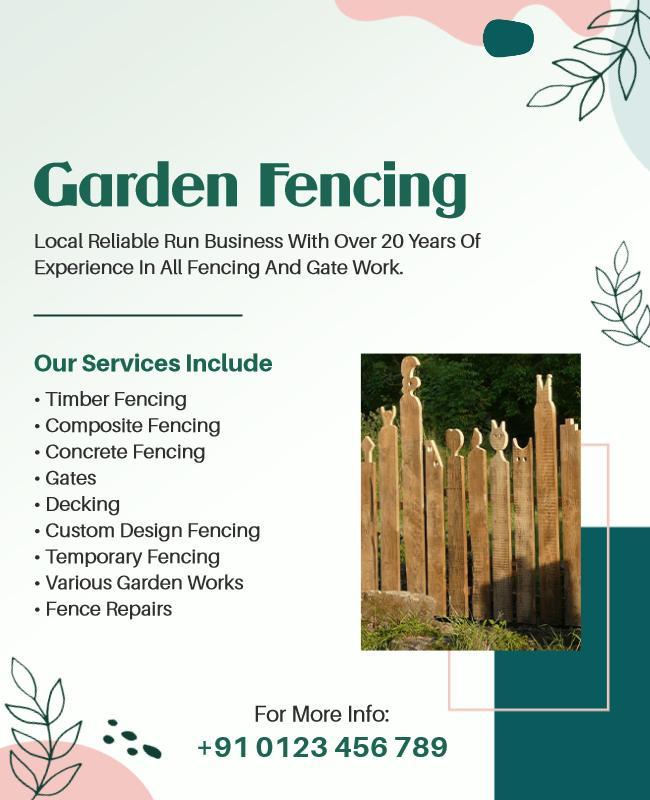 Garden Fencing Services Promotional Flyer Template