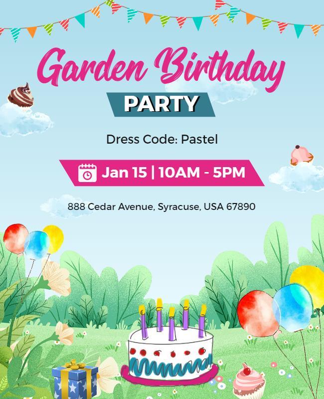 Garden Themed Birthday Celebration Flyer Template