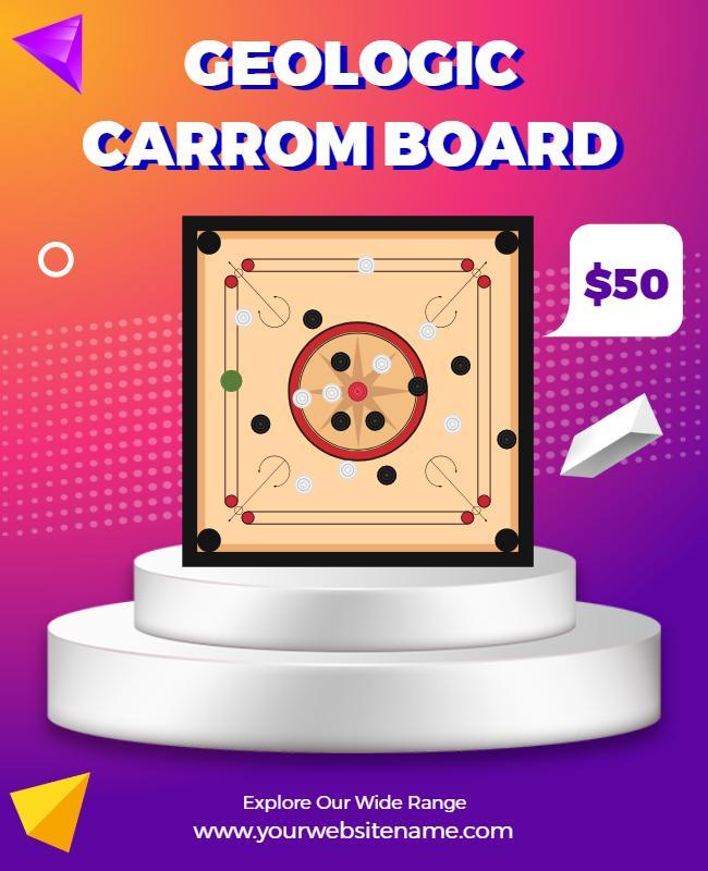 Geologic Carrom Board Promotion Flyer Template