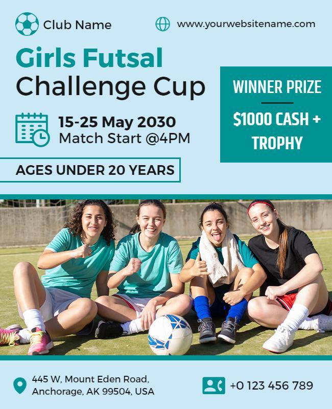 Girls Futsal Challenge Cup Event Flyer Template