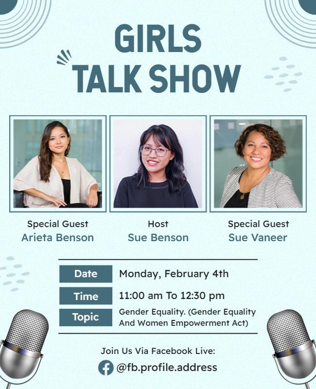 Girls Talk Show on Gender Equality Flyer Template