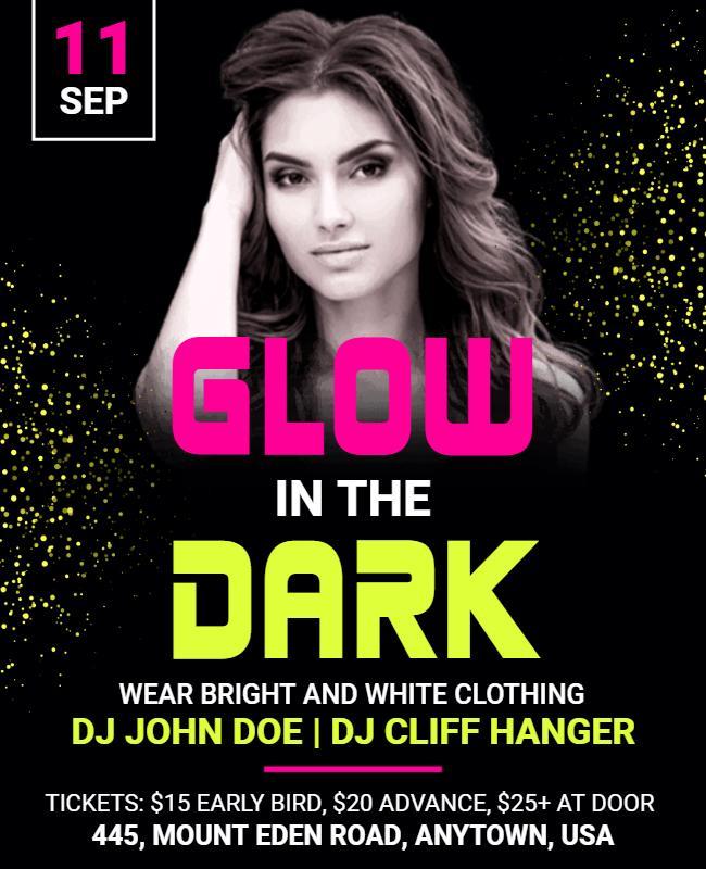 Glow in the Dark Party Event Flyer Template