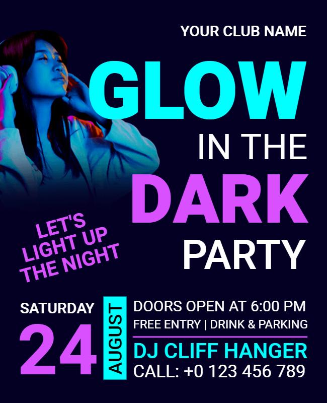 Glow in the Dark Party Event Flyer Template