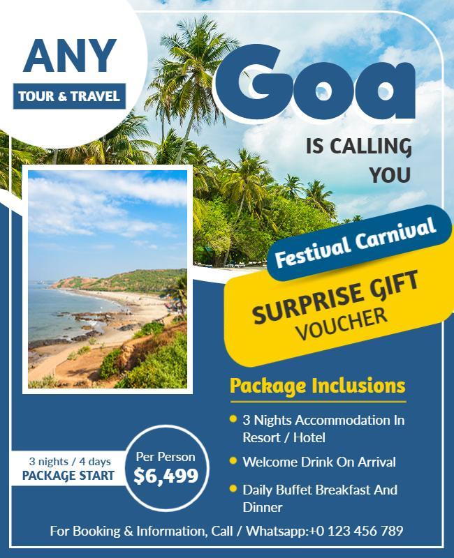 Goa Festival Carnival Tour Package Flyer Template